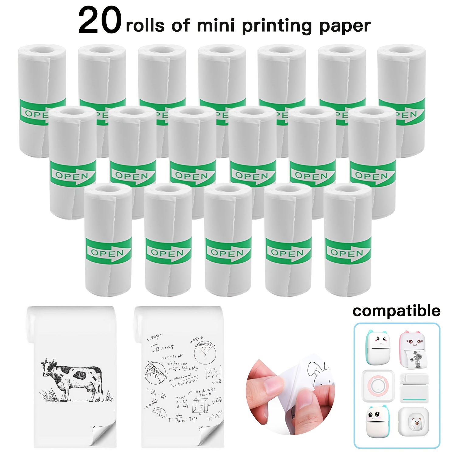 Heat Transfer Vinyl Roll - 5-10-20 rollen mini-printpapier, thermisch stickerpapier, zelfklevend,